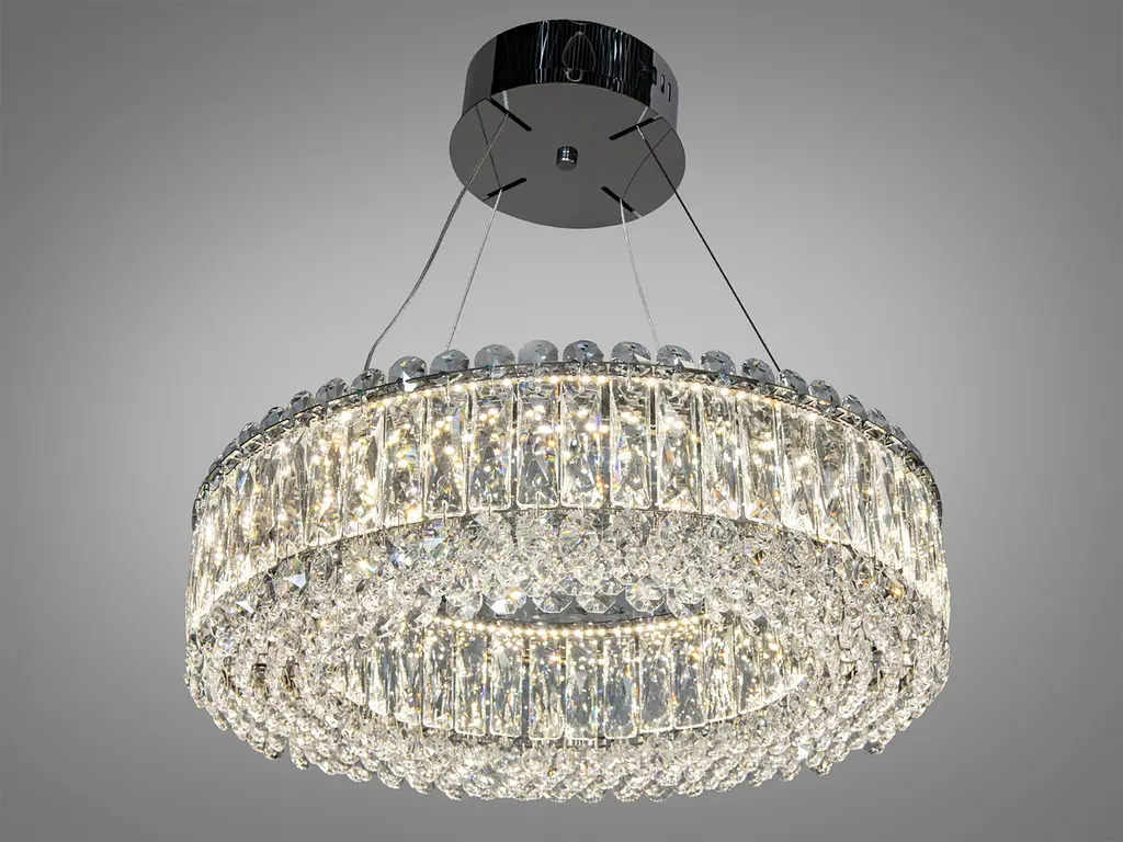 Кришталева підвісна LED люстра Diasha 8693-500CH у хромі - фото 2