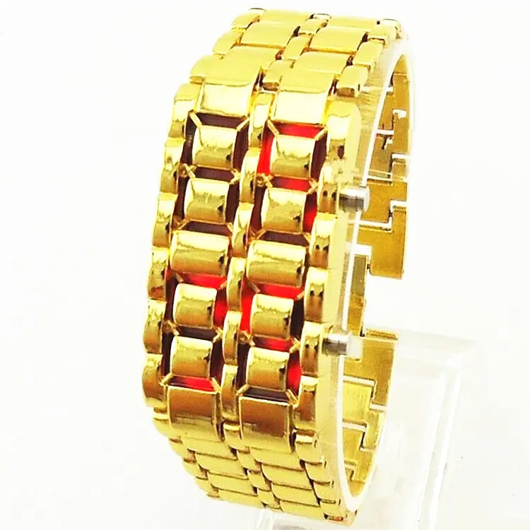 Годинник-браслет Iron Samurai Led Watch золотистий з червоними світлодіодами (IBW012YR) - фото 2