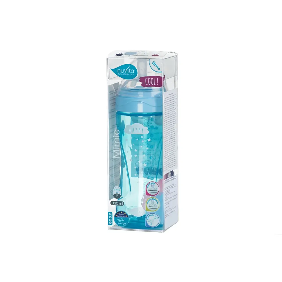 Детская бутылочка Nuvita 6052 Mimic Cool антиколиковая 4+ 330 мл голубая NV6052SKY - фото 3