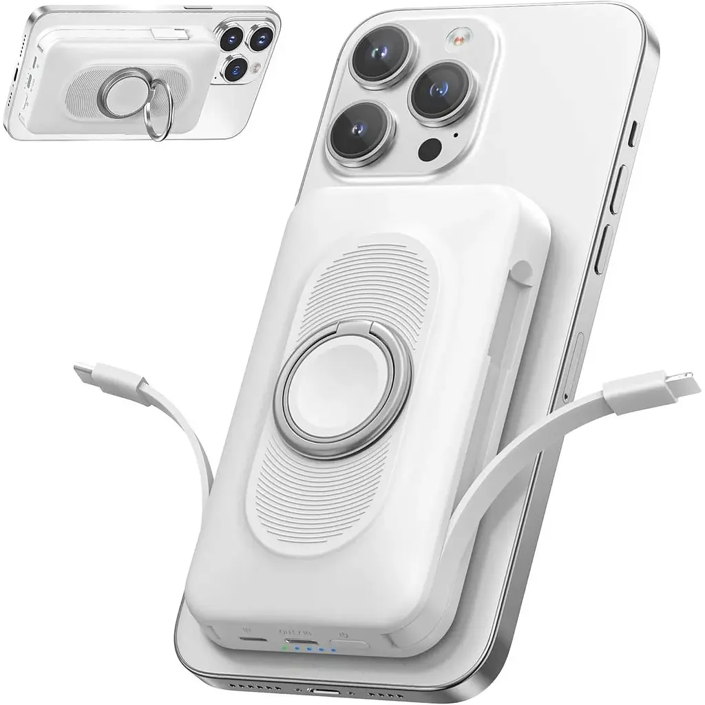 Магнітний зовнішній акумулятор 20000 мАг 4-в-1 з кабелем USB-C/iOS - фото 2