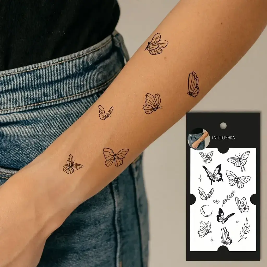 Тату тимчасове 9 Метеликів Tattooshka L-73 Чорний shop (4825800010532) - фото 3