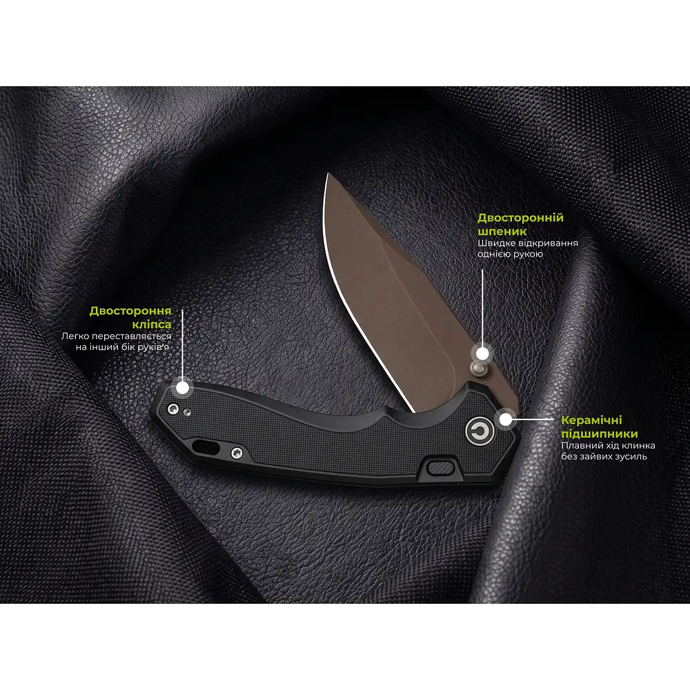 Ніж складаний туристичний Civivi Elite Brova, (8.7 см) CPM S35VN / Aluminum чорний - фото 12