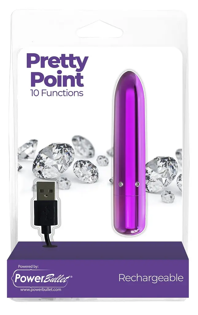 Віброкуль PowerBullet - Pretty Point Rechargeable Purple, 10х1.9 см (фіолетовий) - фото 5