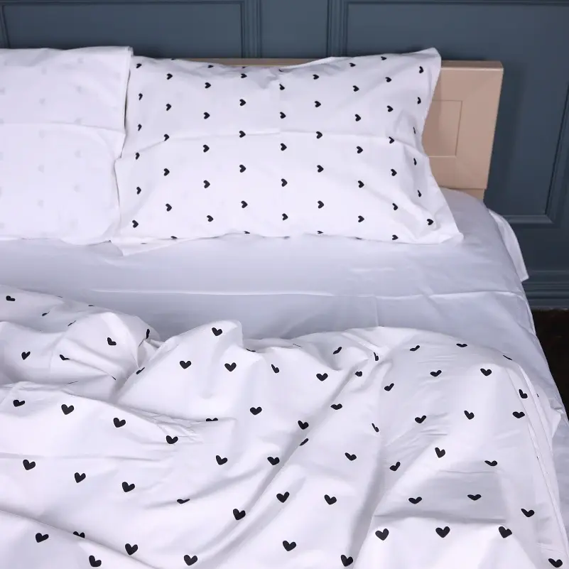 Наволочка MirSon Сатин 22-1390 Hearts and Dreams 50х50 см біла з чорним (2200010563825) - фото 4