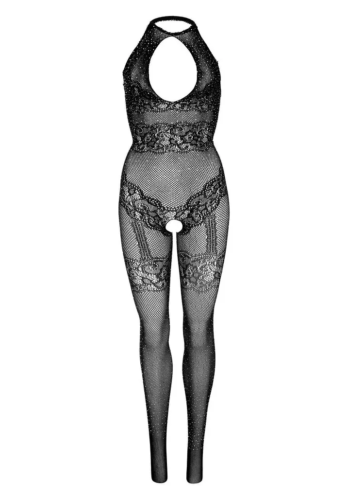 Leg Avenue Rhinestone Lace and Net Bodystocking OS Black One size - фото 6