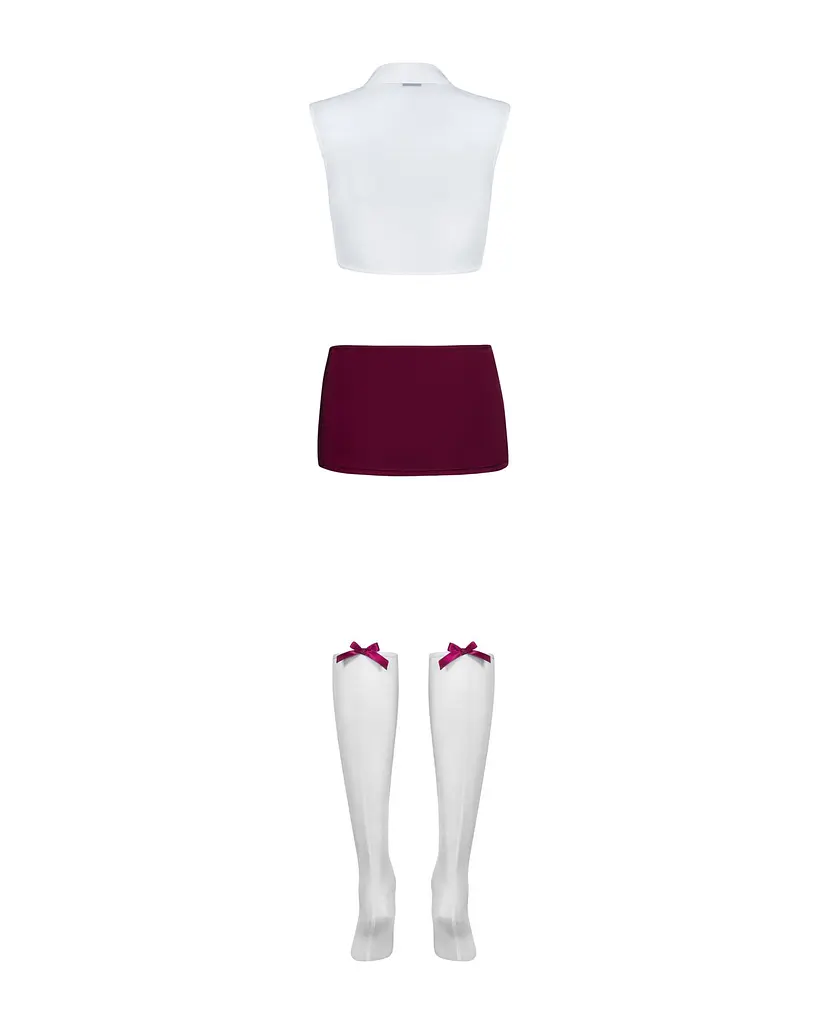 Еротичний костюм студентки Obsessive Student 4 pcs costume S/M, топ, спідниця, стринги, гольфи - фото 6