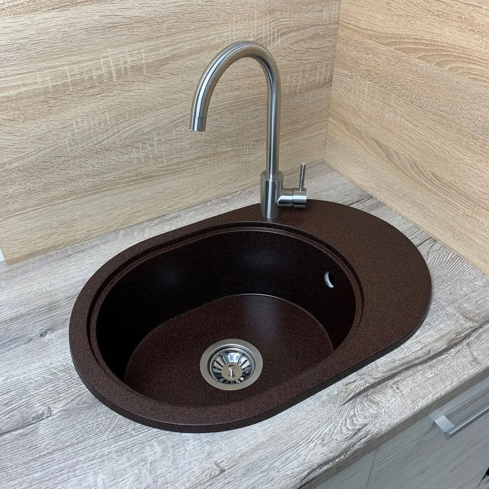 Кухонна мийка Adamant OVALE mokko 610x420x180 мм, з крилом 61 см - фото 2