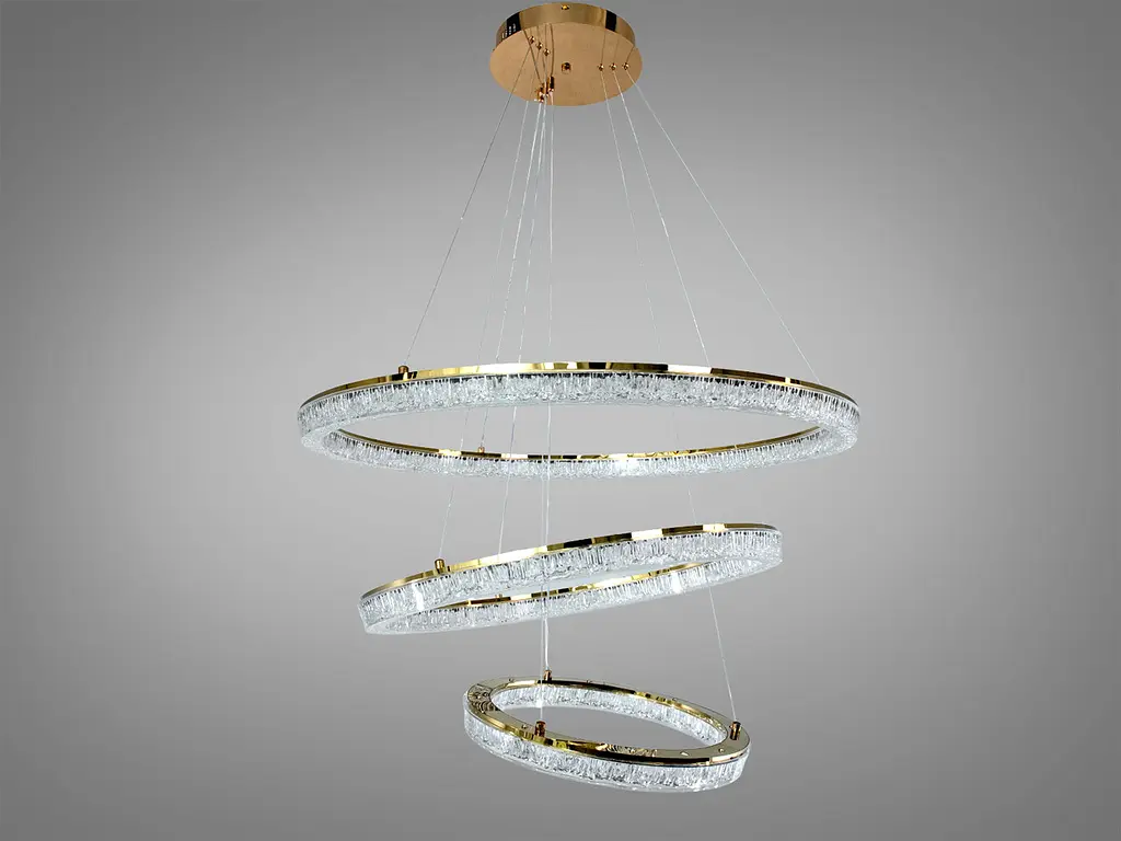 Підвісна LED люстра Diasha 1712/800+600+400G з трьома кільцями, золото, 125 W, освітлення 10-25 м2 - фото 4