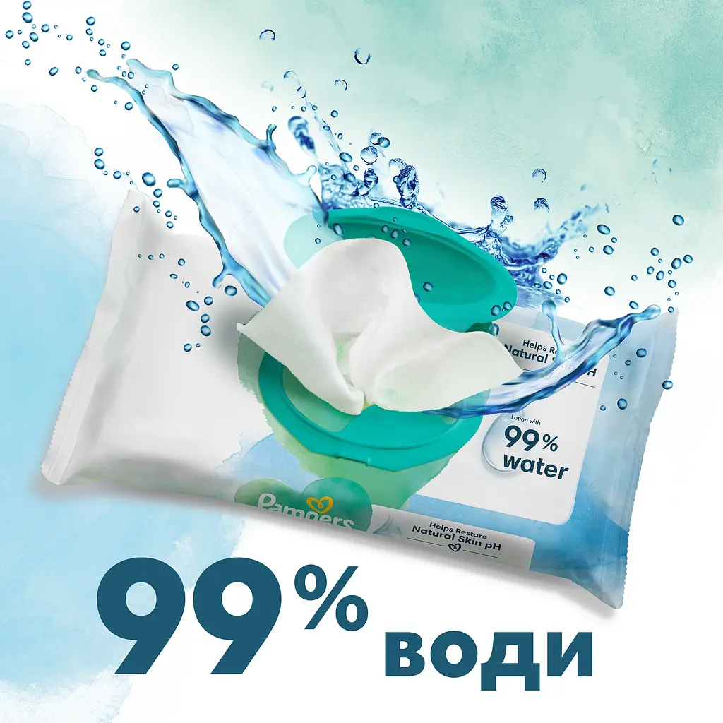 Уценка. Набор детские влажные салфетки Pampers Harmonie Aqua 720 шт. (15 уп. по 48 шт.) - фото 4