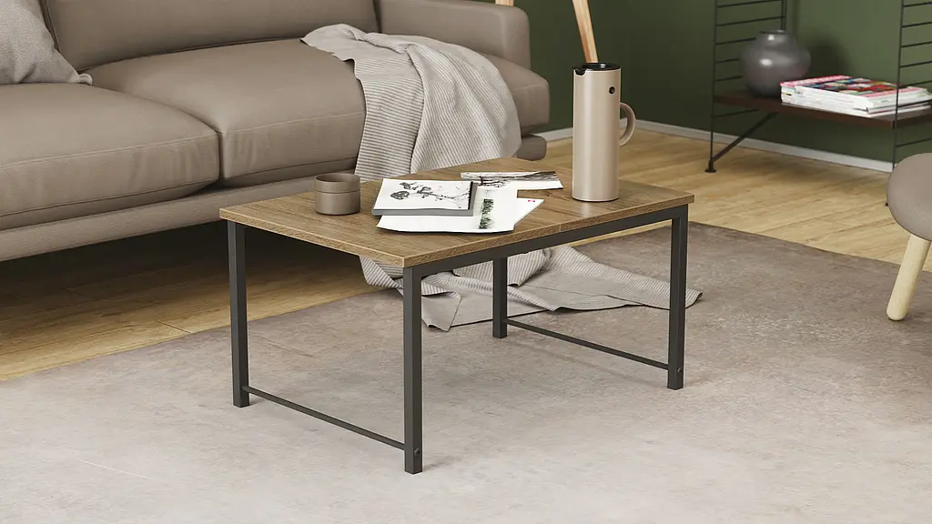 Стол журнальный приставной Терри Комбо Ferrum-decor 345x662x440 Черный металл ДСП Дуб Сонома Трюфель 16 мм (FRD-105140) - фото 5