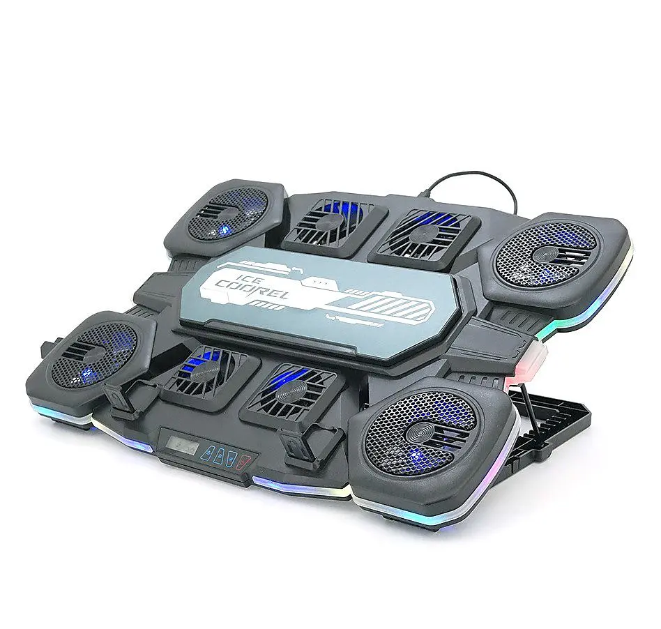 Охолоджувальна підставка для ноутбука 17.3 дюйма Ice Coorel Q-10 8xfans RGB LCD - фото 3