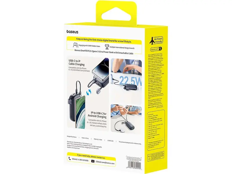 Зовнішній акумулятор (Power Bank) BASEUS EnerFill FC21 Qpow 3 Ultra 20000mAh 22.5W Black (E0027M00) - фото 9