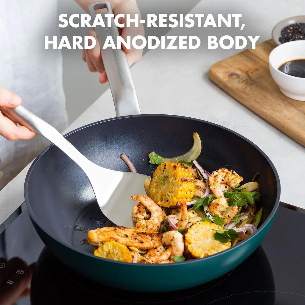 Сковорода-вок GreenPan Evolution 28 см 3.6 л темно-зелена (CC006392-001) - фото 7