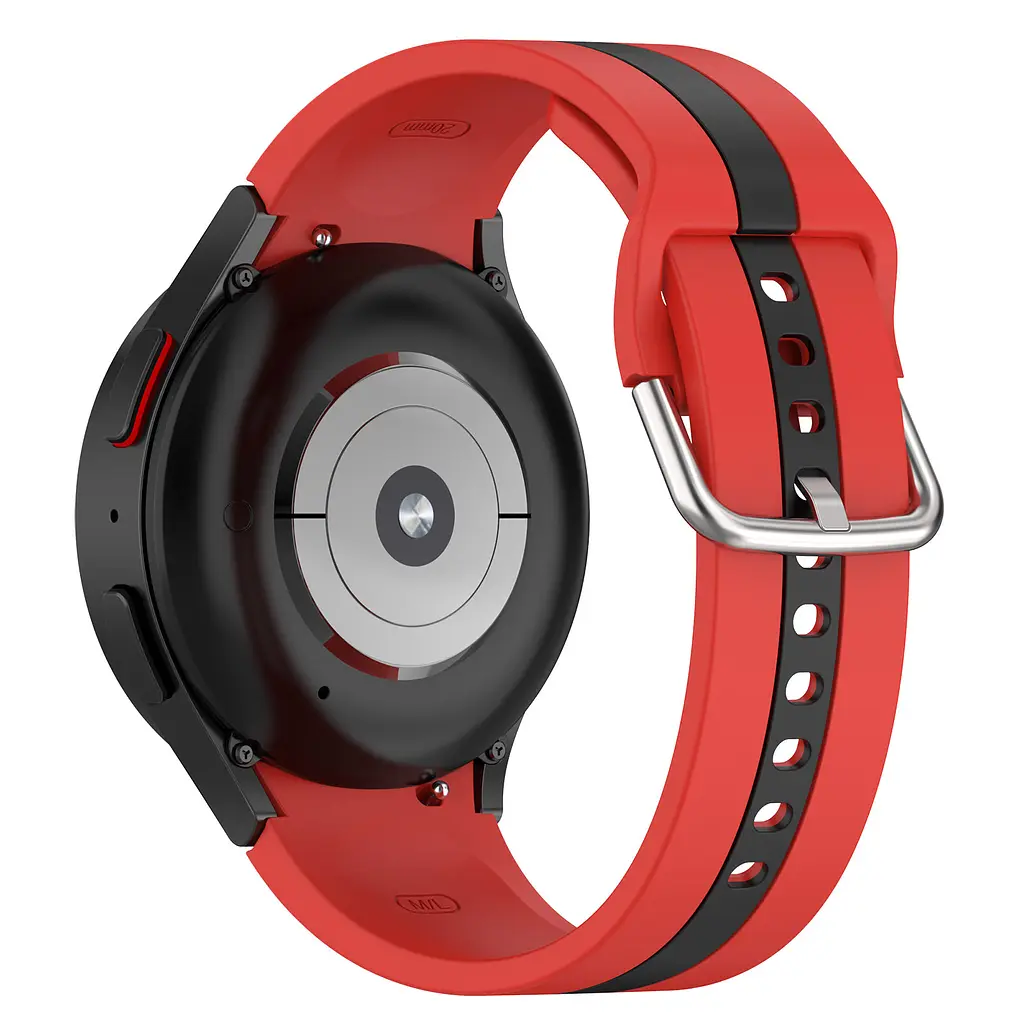 Ремешок для Samsung Galaxy Watch 4 Classic 42mm - красно-черный ширина крепления 20мм силикон Watchbands D2 (W16-7WB77910986) - фото 2