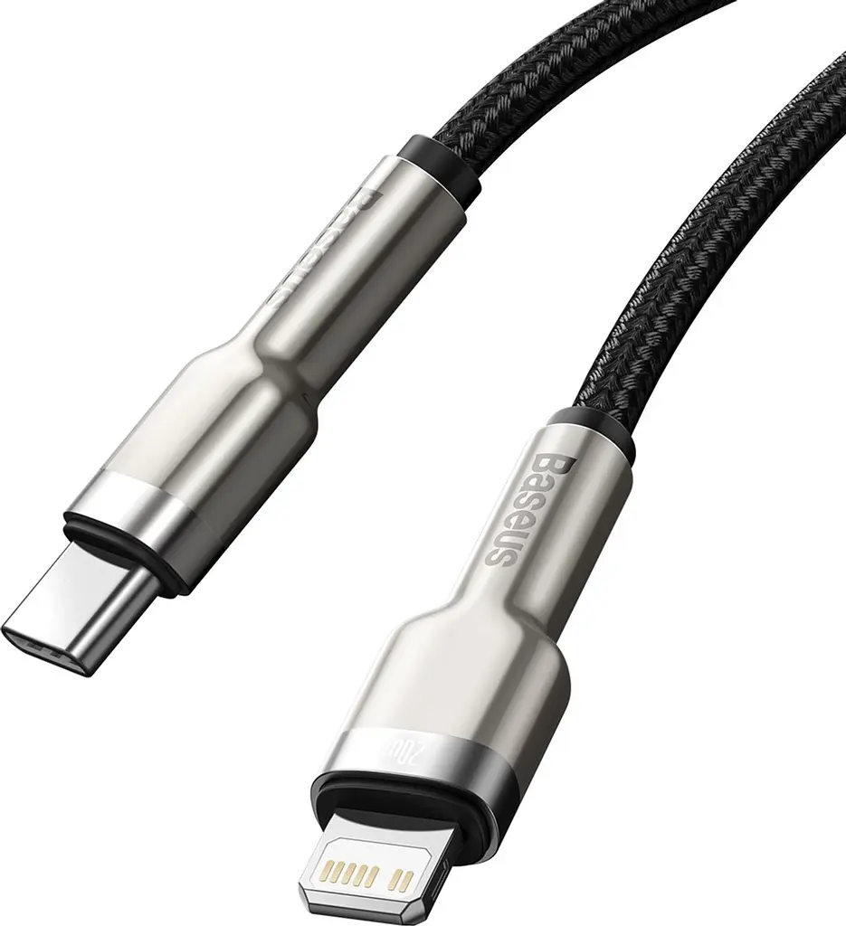 Кабель Baseus Cafule Metal USB-C to Lightning PD 20W 0.25m Black (CATLJK-01) [78966] - фото 3
