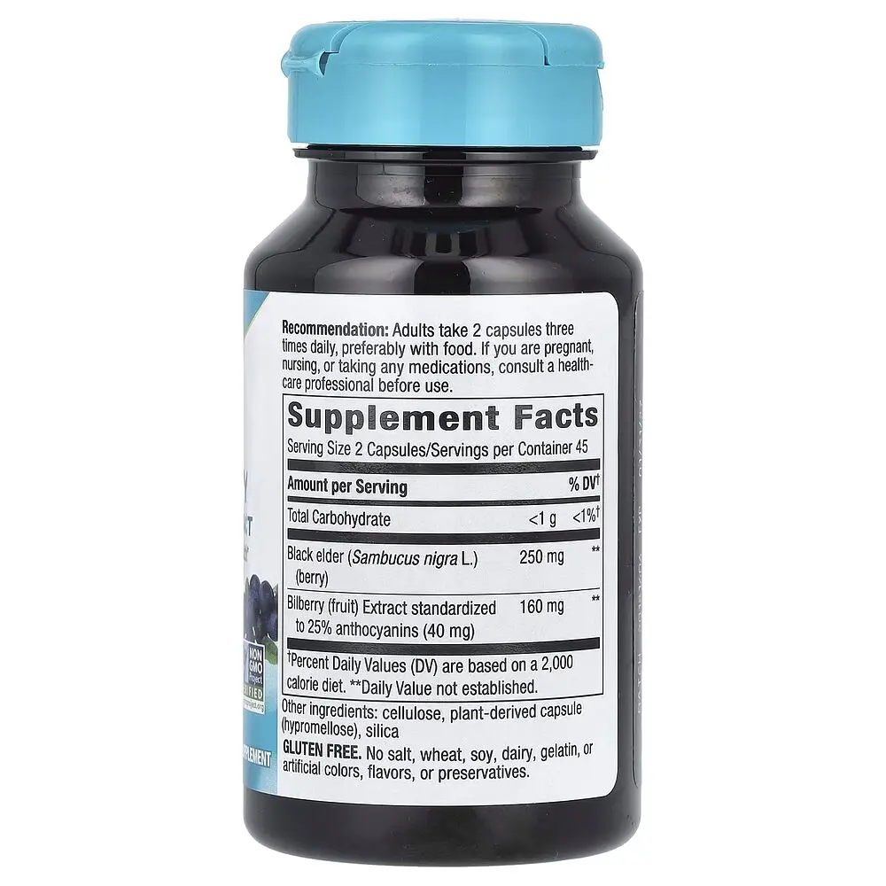 Чорна бузина та екстракт чорниці Nature's Way Bilberry Premium Extract, 90 вегакапсул для підтримки очей та зору - фото 2