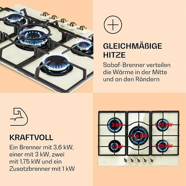 Варильна поверхня газова Klarstein Victoria 5 (10038377) - фото 2