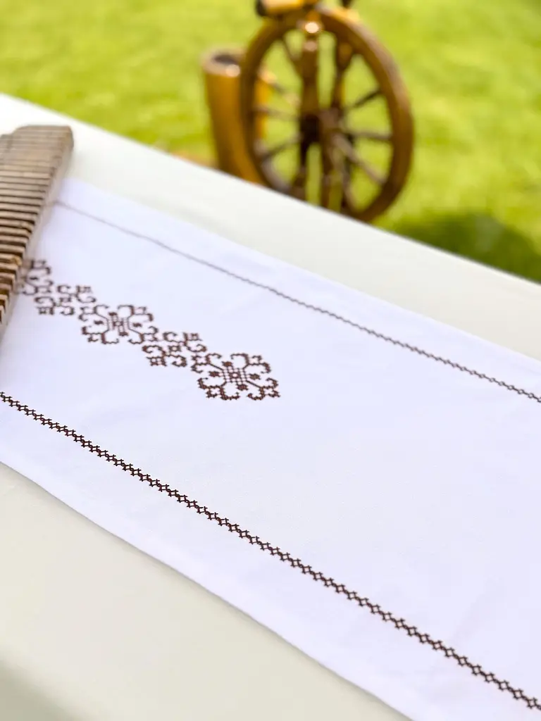 Ранер доріжка Ecotton 45x170 см для обіднього столу водовідштовхувальна в етно-стилі біла (25259) - фото 3