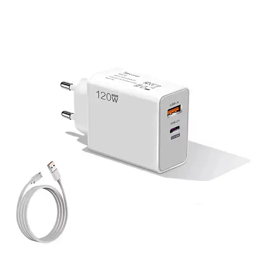 Зарядний пристрій Gan 120W Charger + Кабель 6A USB-A to USB-C Білий (SH0000313)