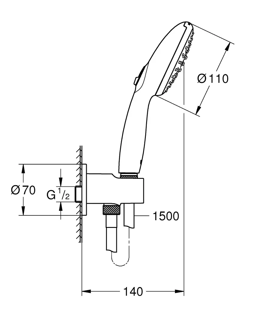 Душовий гарнітур Grohe Tempesta 2 режими струменя 100 264062433, Чорний матовий - фото 8