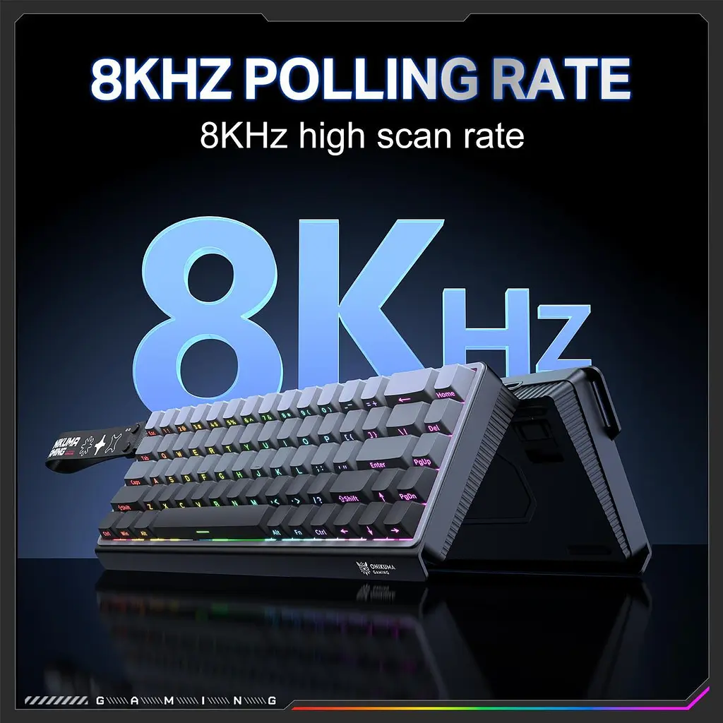 Клавіатура Onikuma ігрова бездротова RGB підсвітка Bluetooth та USB адаптер 2.4GHz для ПК та ноутбука Сірий - фото 5