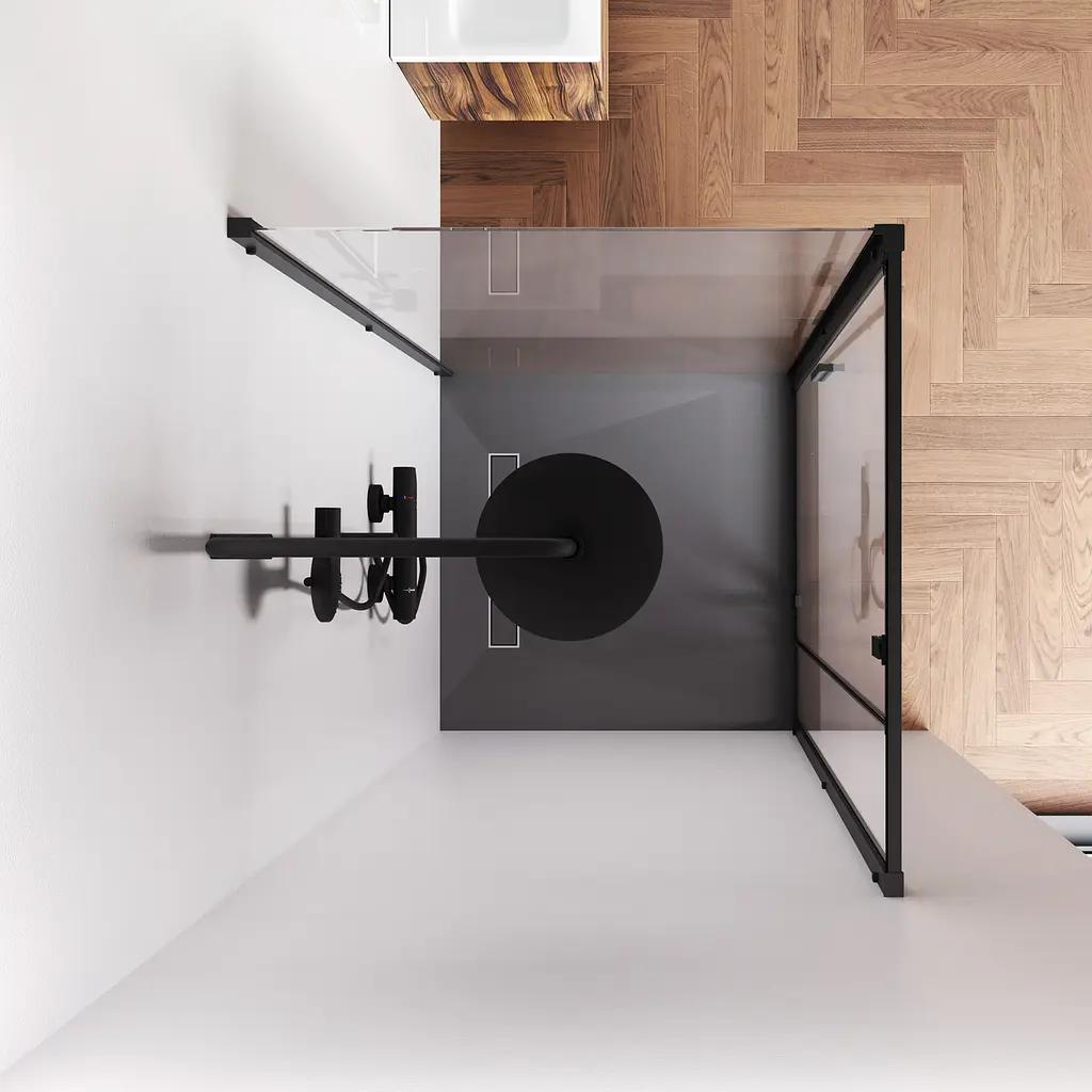 Душове огородження Square Pivot AM.PM Gem 90×90 см, без піддону, чорний профіль W90UG-404-9090-BT - фото 4