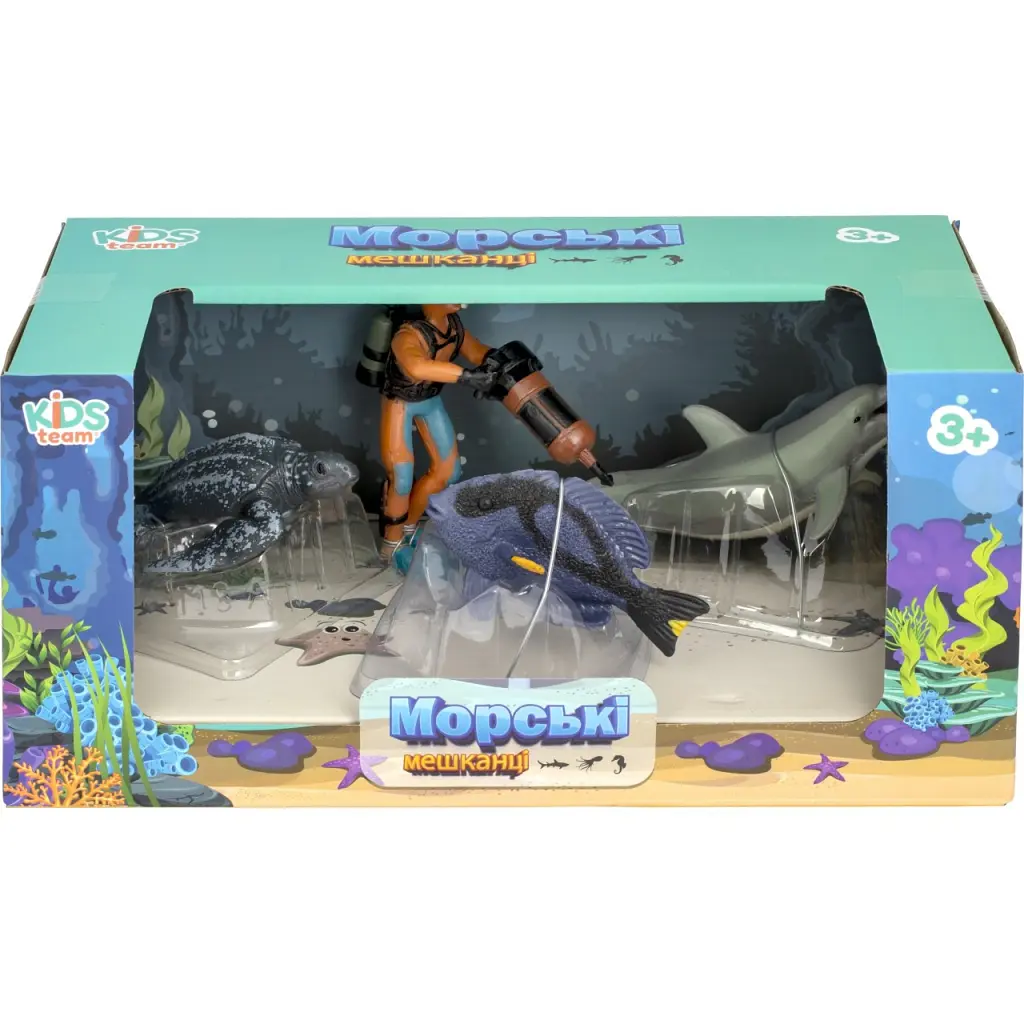 Фігурка Kids Team Морські мешканці: блакитний хіруг, морська черепаха, дельфін, аквалангіст (Q9899-P25_1) - фото 2