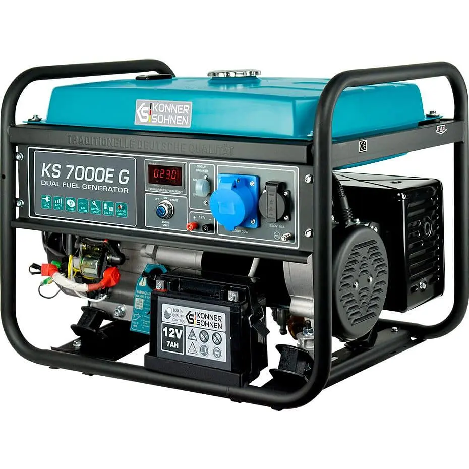 Генератор Синхронный KonnerSohnen KS 7000E G, 230В, 5.5кВт, электростартер, 77.2кг/5000 Вт/Газ+бензин (KS7000EG) - фото 4
