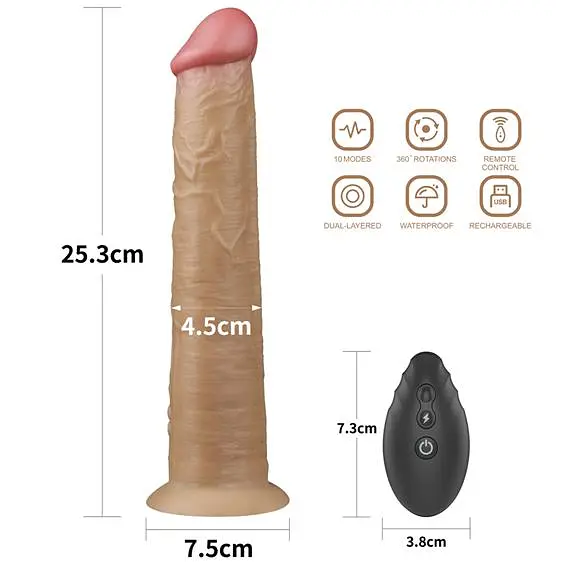 Вібратор Dual-Layered Silicone Rotator 10" Flesh - фото 3