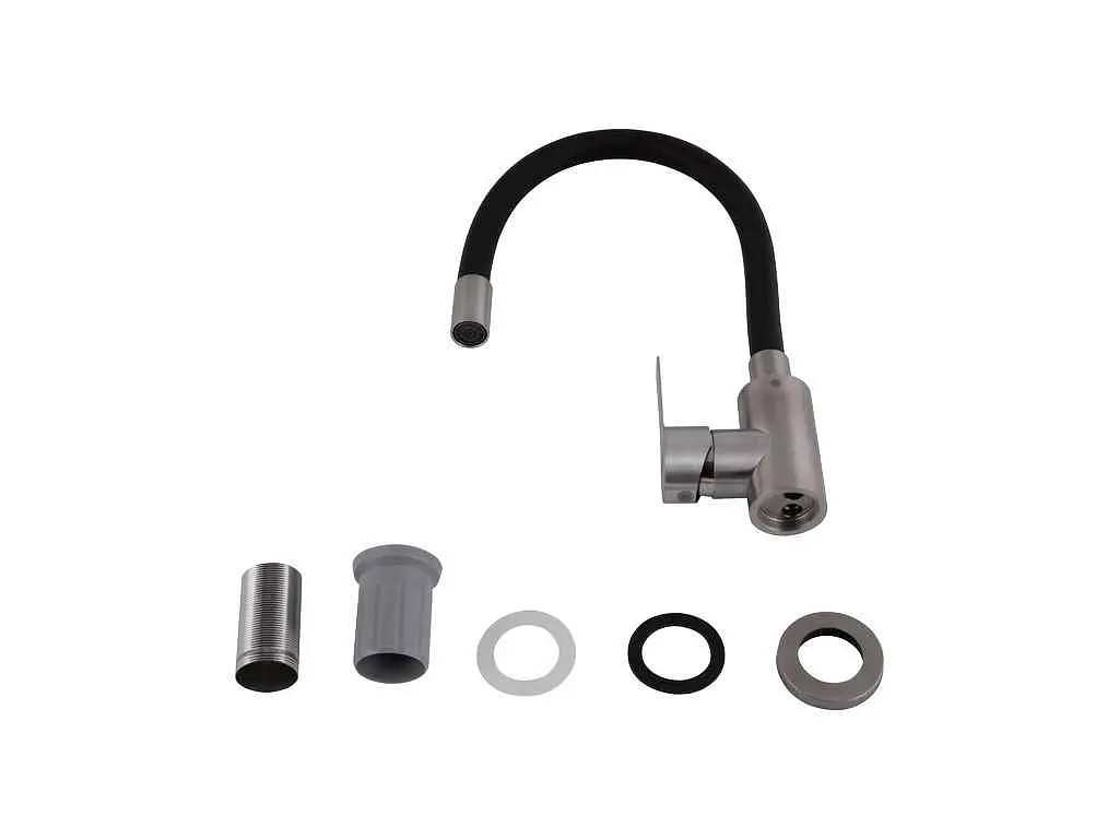 Змішувач Brinex на мийку чорний Pure 015F3 (k35) з гнучким виливом BRIPUR015F3NKB - фото 4
