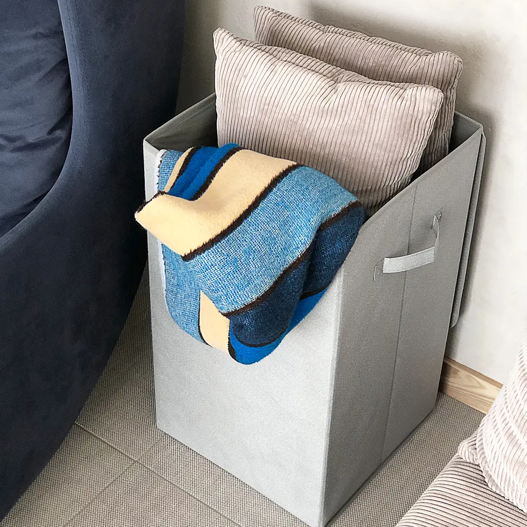 Ящик для зберігання МВМ My Home текстильний з кришкою 340х340х580 мм сірий (TH-02 GRAY) - фото 7