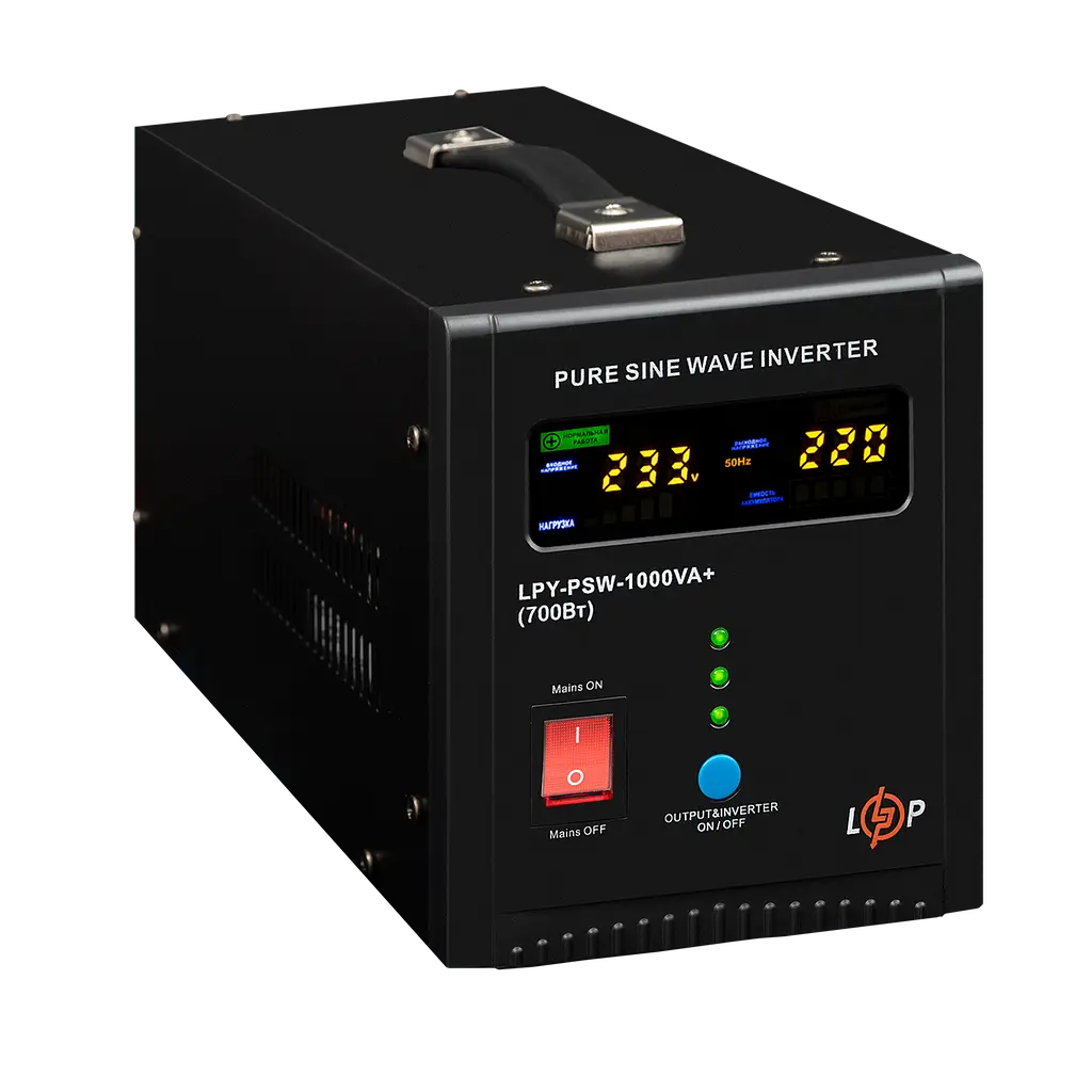 ДБЖ LogicPower LPY-PSW-1000VA+ (700Вт) 10A/20A з правильною синусоїдою 12V - фото 2