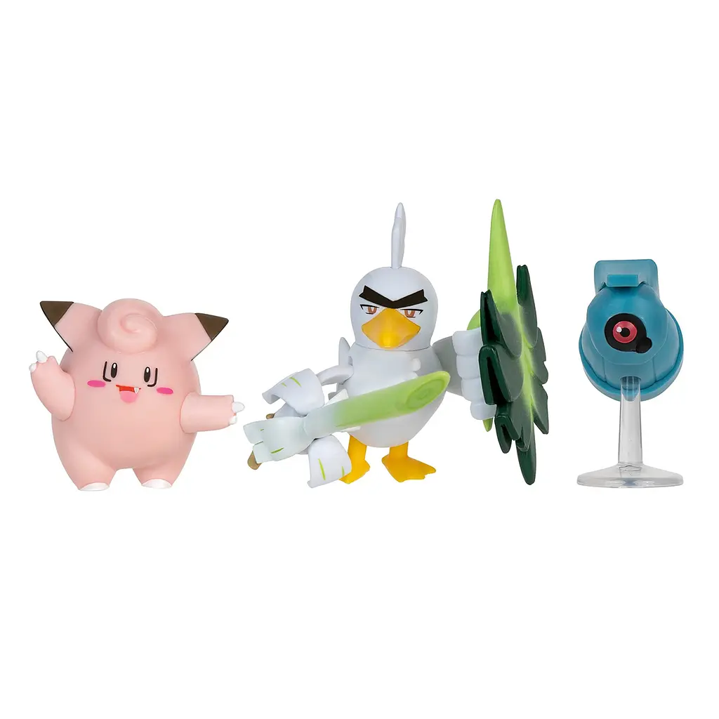 Набір ігрових фігурок Pokemon W18 - Клефейрі, Белдум, Сірфетч'д - фото 2