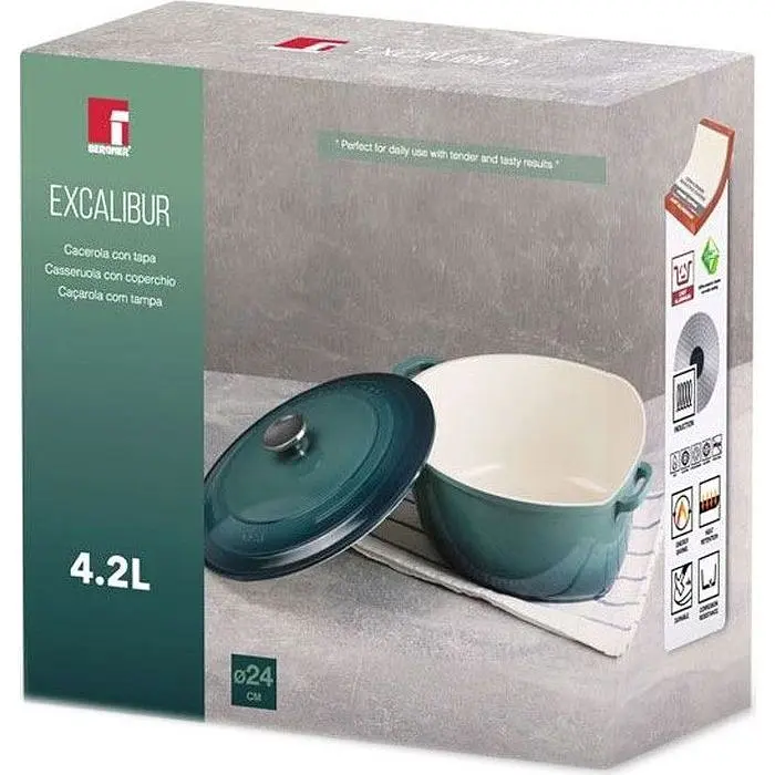 Каструля Bergner Excalibur з кришкою 24 см 4.2 л зелена (BG-36101-GR) - фото 7