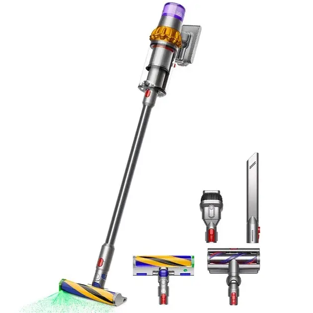 Вертикальний + ручний пілосос (2в1) Dyson V15 Detect Absolute 2023 Жовтий/Nickel (446986-01)