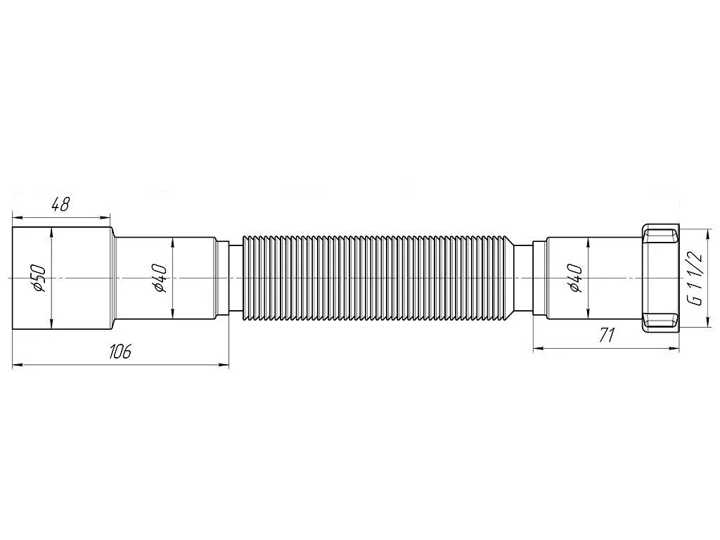 Гнучка труба для сифона Bakimay PL 1305 ⌀ 40х40/50 мм 30412 - фото 2