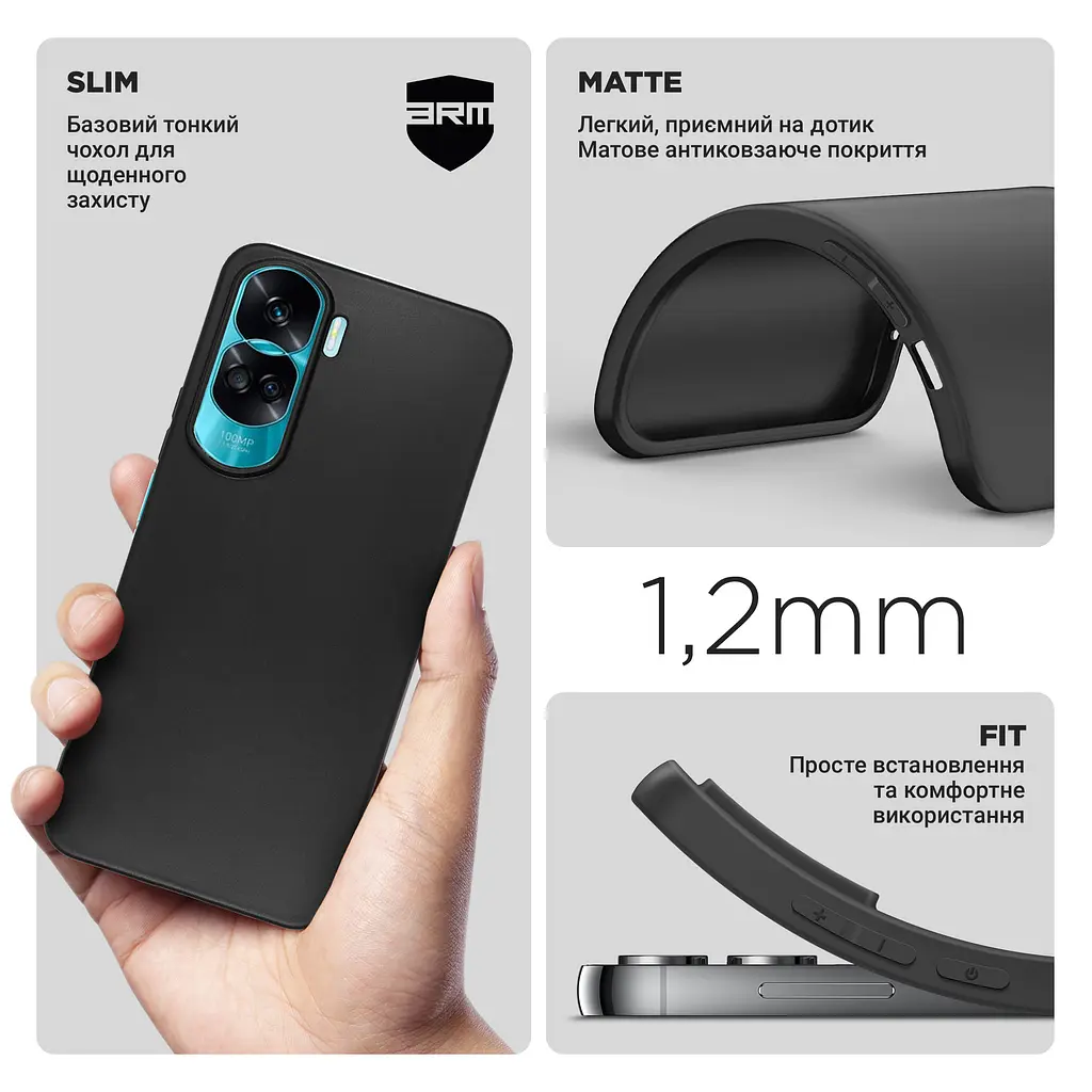 Чехол-накладка для смартфона Honor 90 Lite противоударный, силиконовый, термополиуретановый (ТПУ), с защитой камеры и корпуса, черный, защита всего корпуса, ArmorStandart (ARM73691) - фото 3