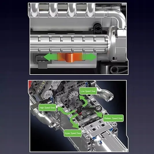 Конструктор двигун Mould King Mercedes-Benz V8 моторизований для дітей та дорослих дитячий мотор 1169 деталей - фото 7