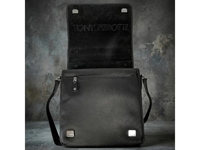 Чоловіча шкіряна сумка Contatto 9207 nero чорна 24×26×10 см TONY PEROTTI sum0029125 - фото 5