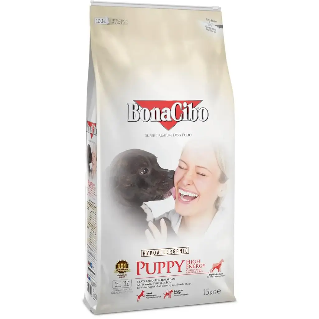 Сухий корм для цуценят BonaCibo Puppy High Energy Chicken&Rice with Anchovy з куркою, анчоусами та рисом 15 кг BC405741