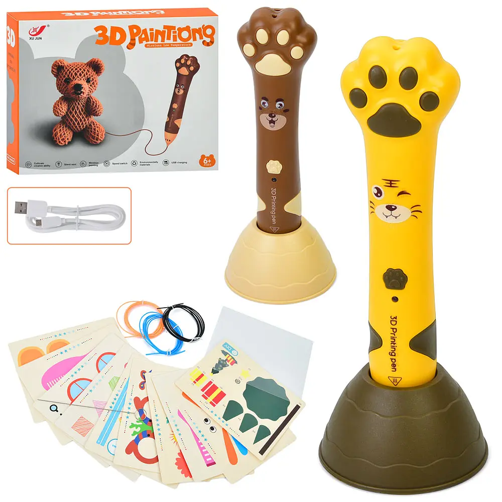 3D ручка, 15 см, підставка, картки, тип філоменту PCL, USB-зарядне, акумулятор, XJ01-4 (В асортименті) - фото 2