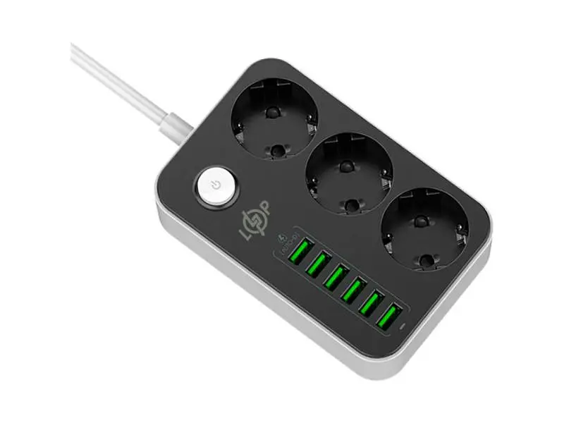 Мережевий фільтр-подовжувач Logicpower Black 2 м (F24U6)