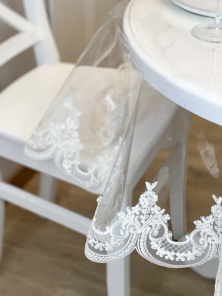 Силіконова скатертина з молочним мереживом корд Elit 220х110 см - фото 5