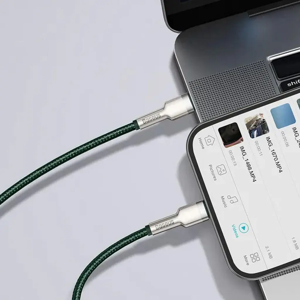 Кабель Baseus Cafule Metal USB-C to Lightning PD 20W 2m Green (CATLJK-B06) [169513] - фото 8