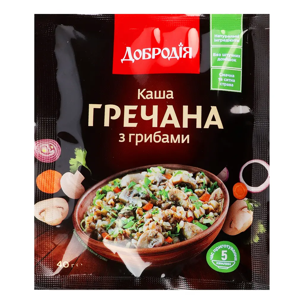 Каша Добродія Гречневая с грибами 40 г - фото 2