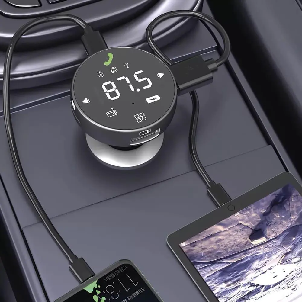 Автомобільний зарядний пристрій Proove FM Launcher Sound Sync 30W (PD+QC3.0) Type-C+USB gray (FMSS30110003) - фото 6