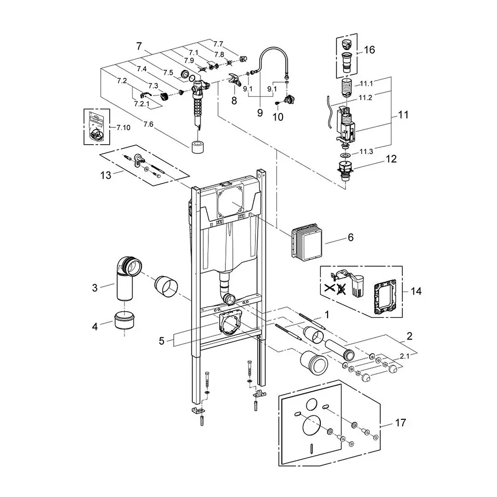 Комплект 4 в 1: Инсталляция GROHE Rapid SL 3 в 1 3884966Q + Унитаз безободочный Kroner Harz WHI523632 RIMLESS с сиденьем Slim Duroplast / Soft-close / Quick relase KH523632WHIR (388496 - фото 5