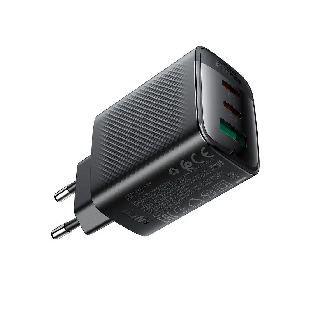 Мережевий зарядний пристрій ACEFAST A108 PD67W GaN (2*USB-C+USB-A) charger Black (6974316284048) - фото 6