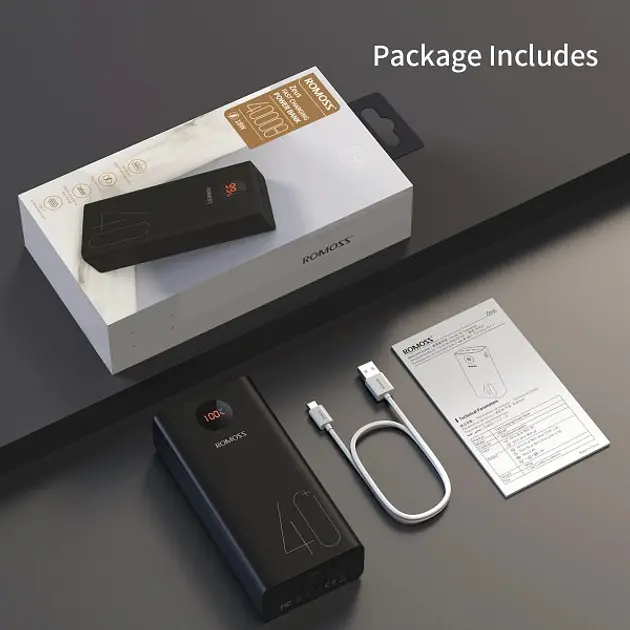 Внешний аккумулятор Romoss PEA40S Pro 40000mAh 65W черный - фото 3