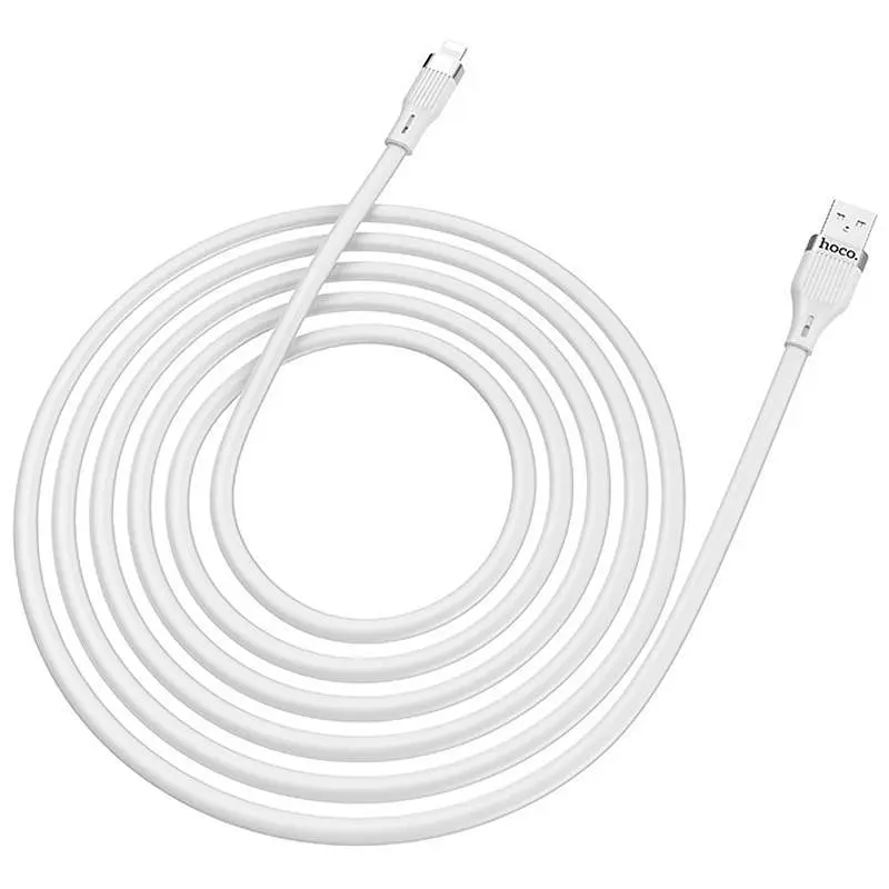 USB Cable Hoco U72 Forest Silicone Lightning White 1.2m - фото 3
